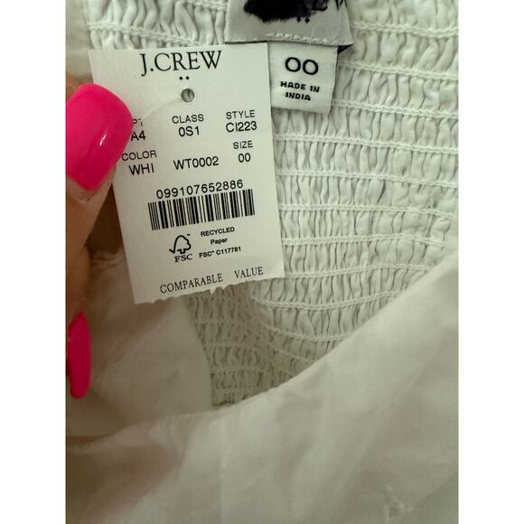 J.Crew Preppy Eyelet Midi Dress in‎ Bright White Pockets Size 00 - Picture 8 of 12